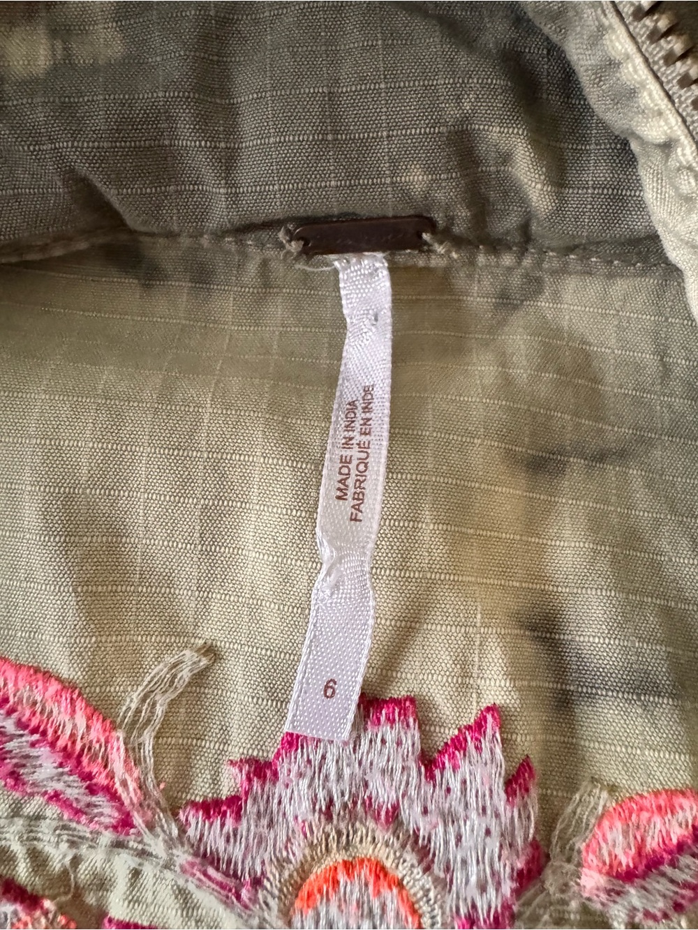 Free People Embroidered Anorak Hooded Utility Jacket Festival Boho Size 6 Camo - Picture 10 of 16